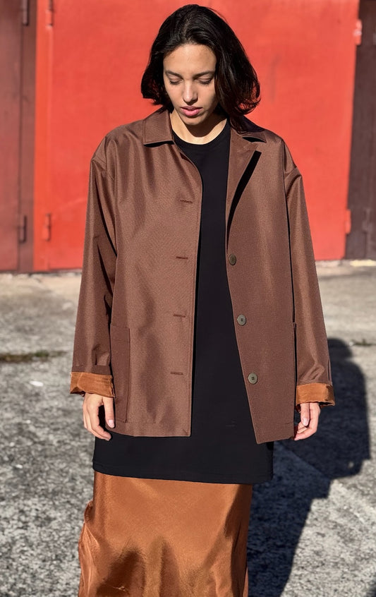 KURTKA CORDURA in Chocolate Brown